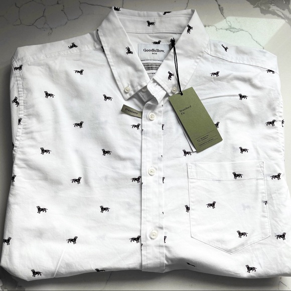 GOODFELLOW | Dog Print Long Sleeve Button Down - Picture 6 of 16